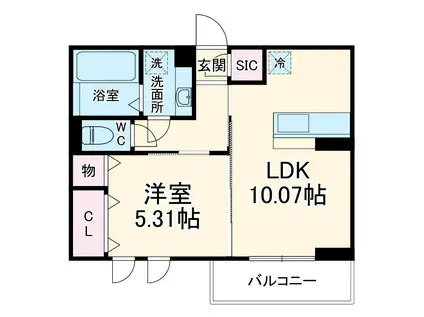 ウエスト TOWN(1LDK/3階)の間取り写真