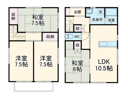 身延線 国母駅 徒歩18分 2階建 築40年(4LDK)の間取り写真