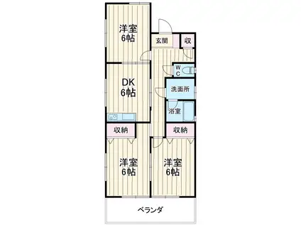 八千代台西コーポ(3DK/3階)の間取り写真