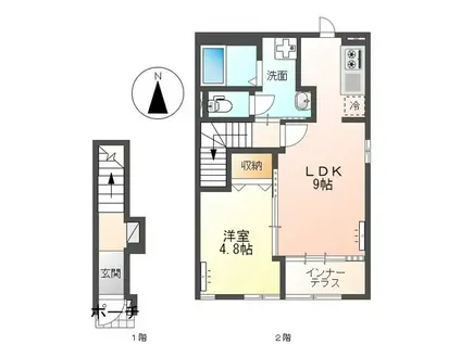 SWEETIE スウィーティー(1LDK/2階)の間取り写真