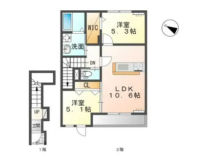 サニーコート北條(2LDK/2階)の間取り写真
