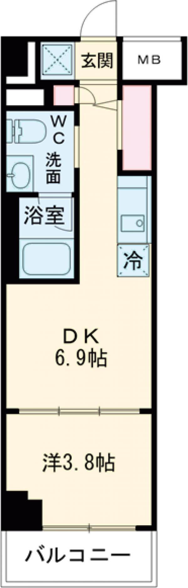 スパシエ千住大橋(1DK/8階)の間取り写真