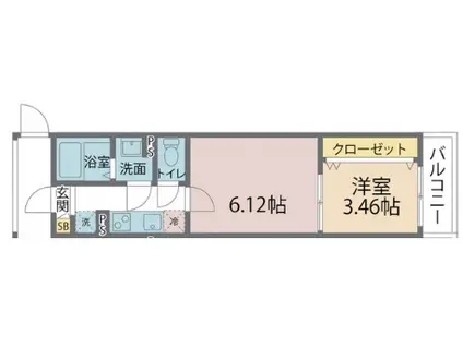 カインドネス本厚木サウス(1DK/3階)の間取り写真