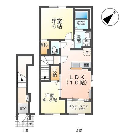 シティルミナスⅧ(2LDK/2階)の間取り写真