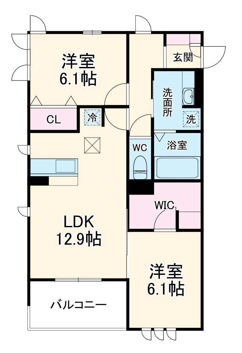 リシェスⅡ(2LDK/3階)の間取り写真