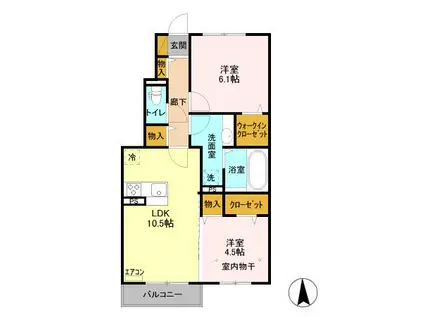 トップXⅡ(2LDK/1階)の間取り写真