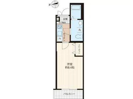 PIANO VILLA 東寺尾(1K/2階)の間取り写真