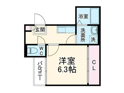 プルミエール角割町(1K/3階)の間取り写真