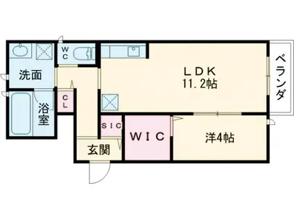 シェルブール アドレ(1LDK/1階)の間取り写真