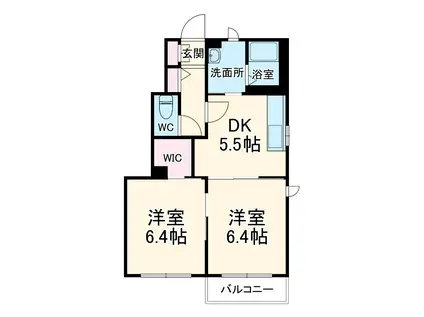 ドム・NISI(2DK/1階)の間取り写真