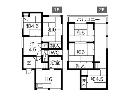 京阪電気鉄道京阪線 守口市駅 徒歩17分 2階建 築64年(6DK)の間取り写真