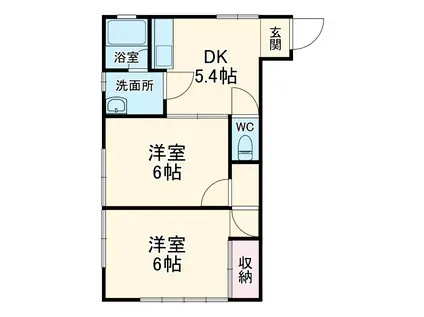 ティーズAOKI(2DK/1階)の間取り写真