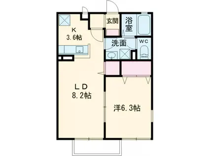 プレミール・フォンテーヌ3(1LDK/2階)の間取り写真