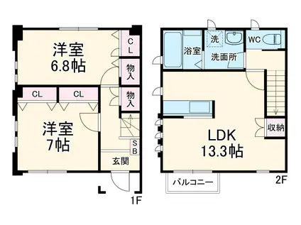 ハルシオンプレイスＣ棟(2LDK)の間取り写真