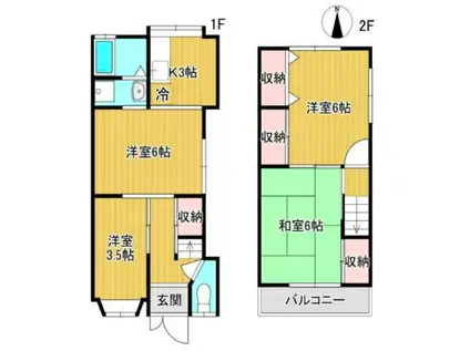 阪急電鉄嵐山線 上桂駅 徒歩19分 2階建 築59年(4K)の間取り写真