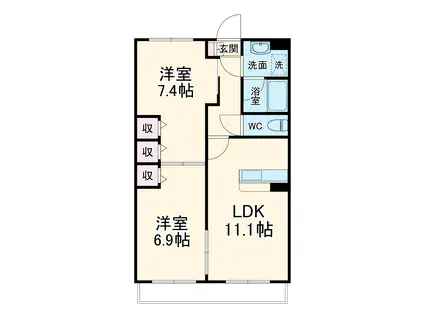 ララス・プランドール(2LDK/2階)の間取り写真