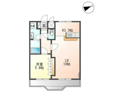 リバーサイドビュー(1LDK/2階)の間取り写真