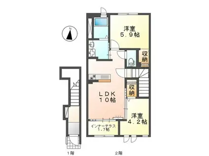 ロコ・ソラーレ(2LDK/2階)の間取り写真