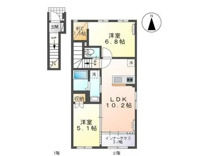パルティール(2LDK/2階)の間取り写真