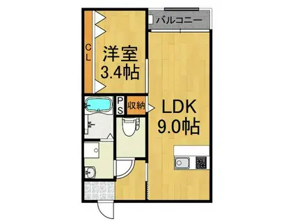 LECOCON 蟹江 Ⅱ(1LDK/1階)の間取り写真