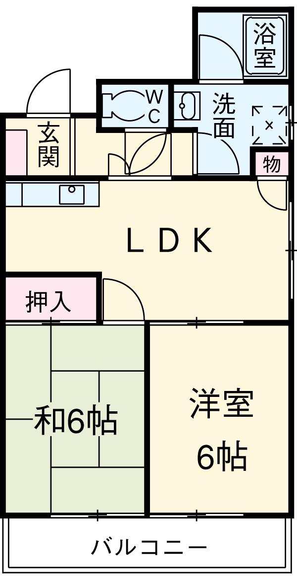 日宝レスカール幸町(2LDK/9階)の間取り写真