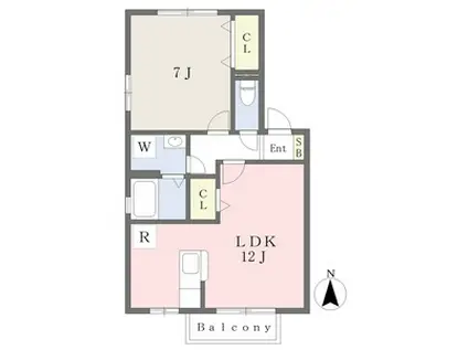 シヅグランツA(1LDK/2階)の間取り写真