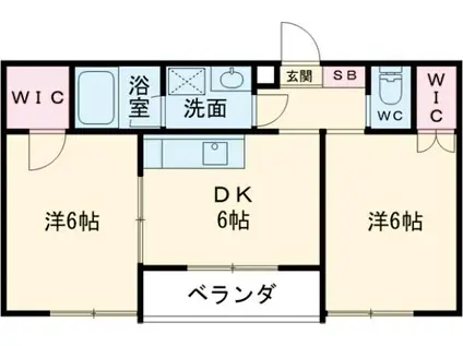 ルネ・丸美Ⅲ(2DK/2階)の間取り写真