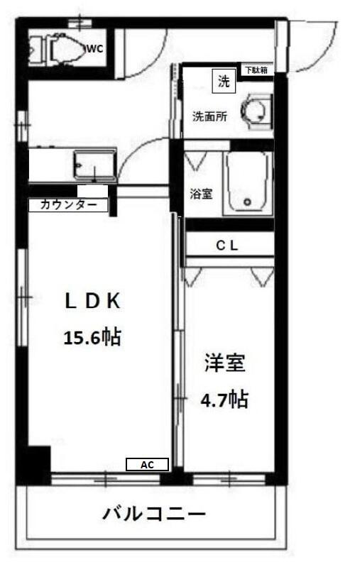 レキシントンマンション青柳Ⅱ(2K/3階)の間取り写真