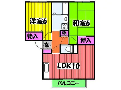 サンプライムシティ A棟(2LDK/1階)の間取り写真