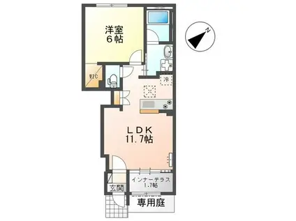 グリシーナ(1LDK/1階)の間取り写真