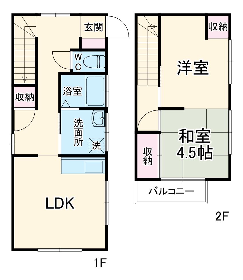 東武鉄道越生線 一本松駅(埼玉) 徒歩20分 2階建 築54年(2LDK)の間取り写真