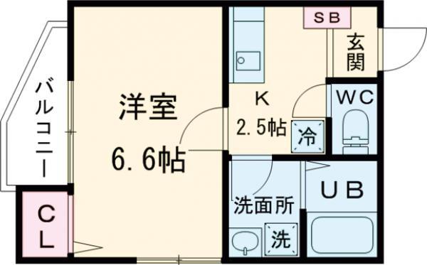 グランシャレー堀切2(1K/2階)の間取り写真
