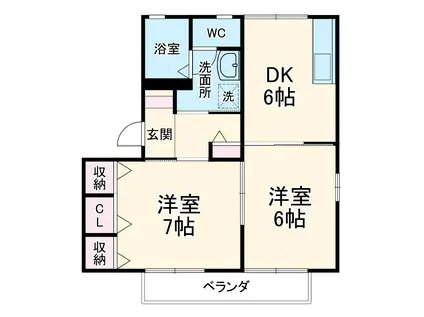 コンフォート貴美(2DK/2階)の間取り写真