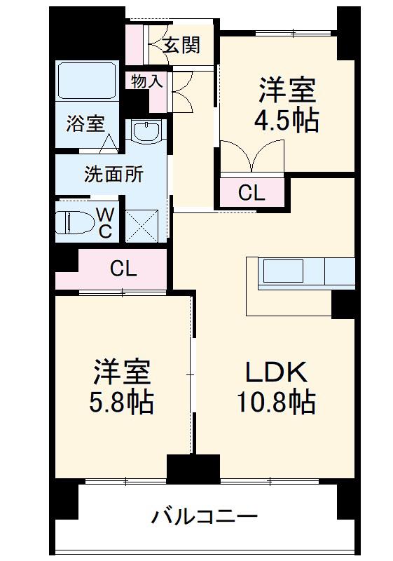 パノラマ南鴨宮(2LDK/3階)の間取り写真
