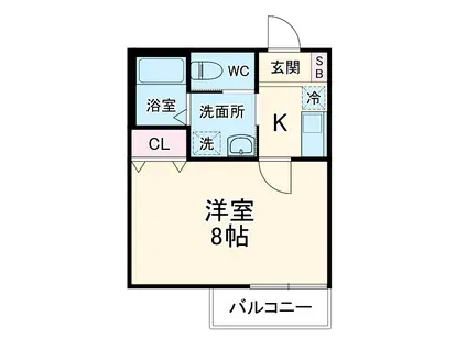 SAMUSER(1K/1階)の間取り写真