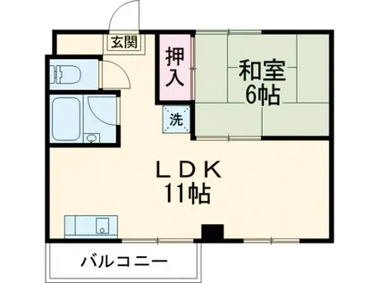 コクーン三条大宮(1LDK/2階)の間取り写真
