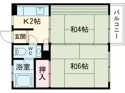 ニュー双ヶ丘マンション(2K/3階)の間取り写真