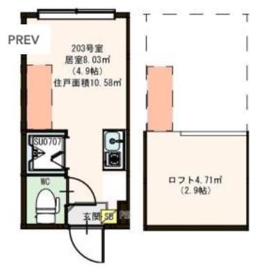 ハーモニーテラス町屋Ⅴ(ワンルーム/2階)の間取り写真