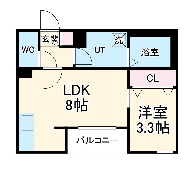 メイクスR道徳公園Ⅲ(1LDK/2階)の間取り写真