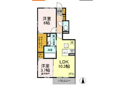 RUINES МAISONⅢ(2LDK/1階)の間取り写真