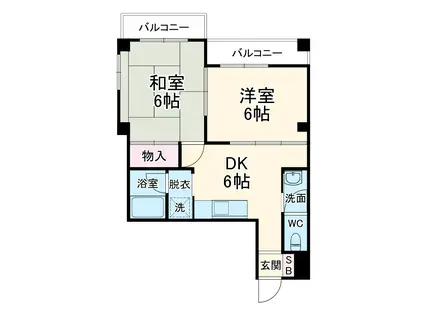 フェリス宮前平Ⅱ(2DK/2階)の間取り写真