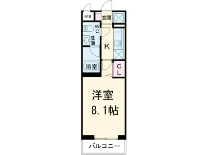 びゅうコート国府津(1K/2階)の間取り写真