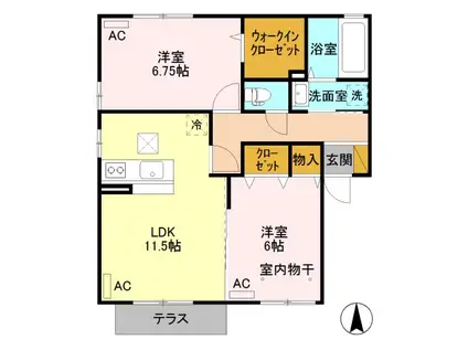リビングタウン古河南 C(2LDK/1階)の間取り写真