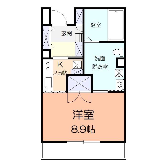 ヴィラ鴨宮(1K/4階)の間取り写真