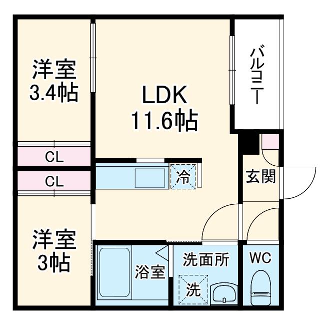 REGALEST本笠寺(2LDK/3階)の間取り写真