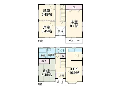 高崎線 桶川駅 徒歩48分 2階建 築26年(4LDK)の間取り写真