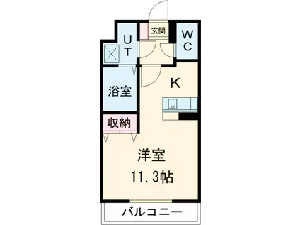 グランバロン イースト(1K/4階)の間取り写真