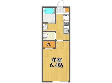 ソルパークス(1K/1階)の間取り写真