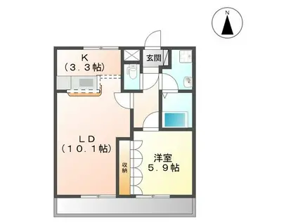 ツイングランデⅠ(1LDK/2階)の間取り写真