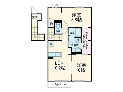 サンライズガーデン(2LDK/2階)の間取り写真